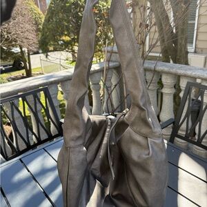Free People Gray Leather Shoulder Bag